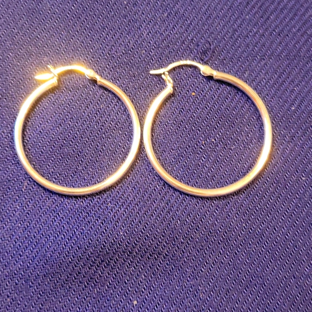 2 .925 Sterling Silver 1 1/2" Hoop Earrings